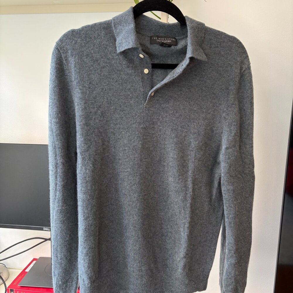 Bloomingdale’s Men’s Store 100% Cashmere Polo Sweater Grey (Size M)